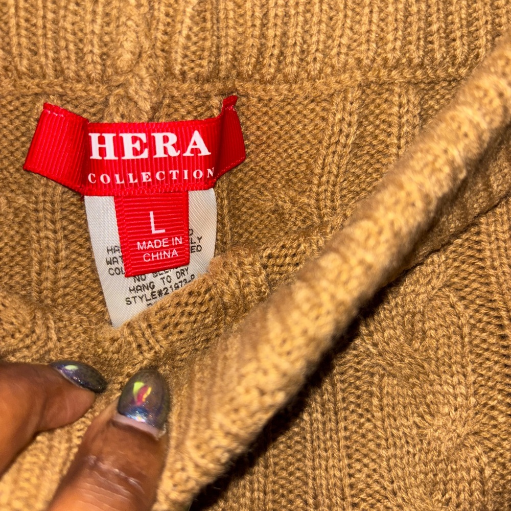 Hera Collection Cable Knit Two-Piece Set - Camel Brown - Picture 2 of 9